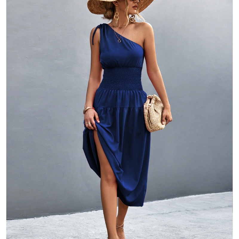 Xiangbao Đầm Không Tay Thắt Nút Sau Vai Phong Cách Boho-Maxi Mùa Hè Giản Dị Dành Cho Nữ