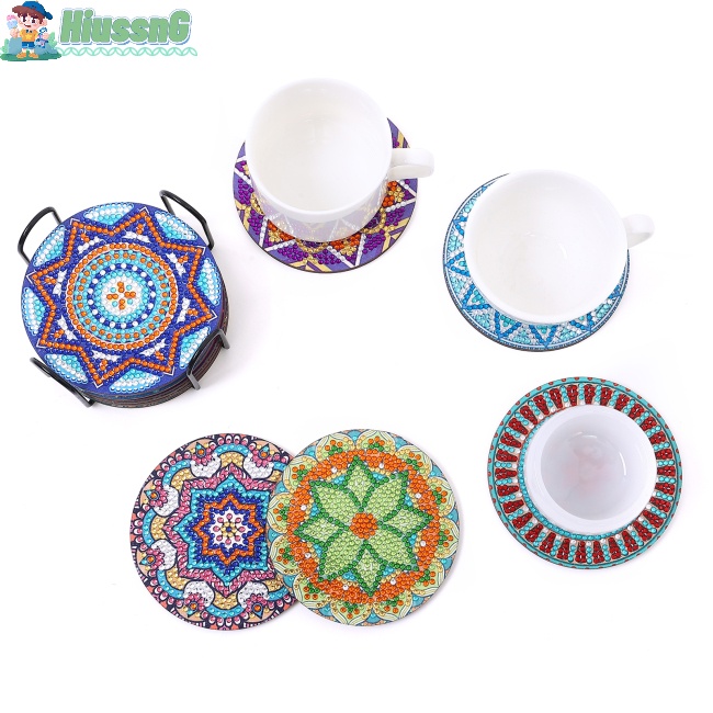 Bộ 12 Đế Lót Ly Họa Tiết Mandala Độc Đáo Diy
