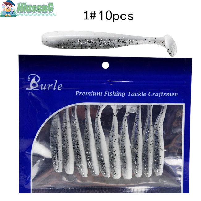 Bộ 10 Mồi Câu Cá Nhân Tạo Bằng Silicon Mềm Nhiều Màu Sắc