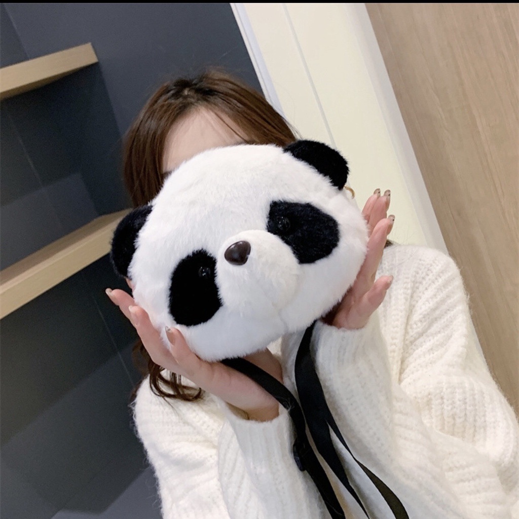 Túi Đeo Chéo Gấu Bông Hình Mặt Gấu Trúc Dễ Thương