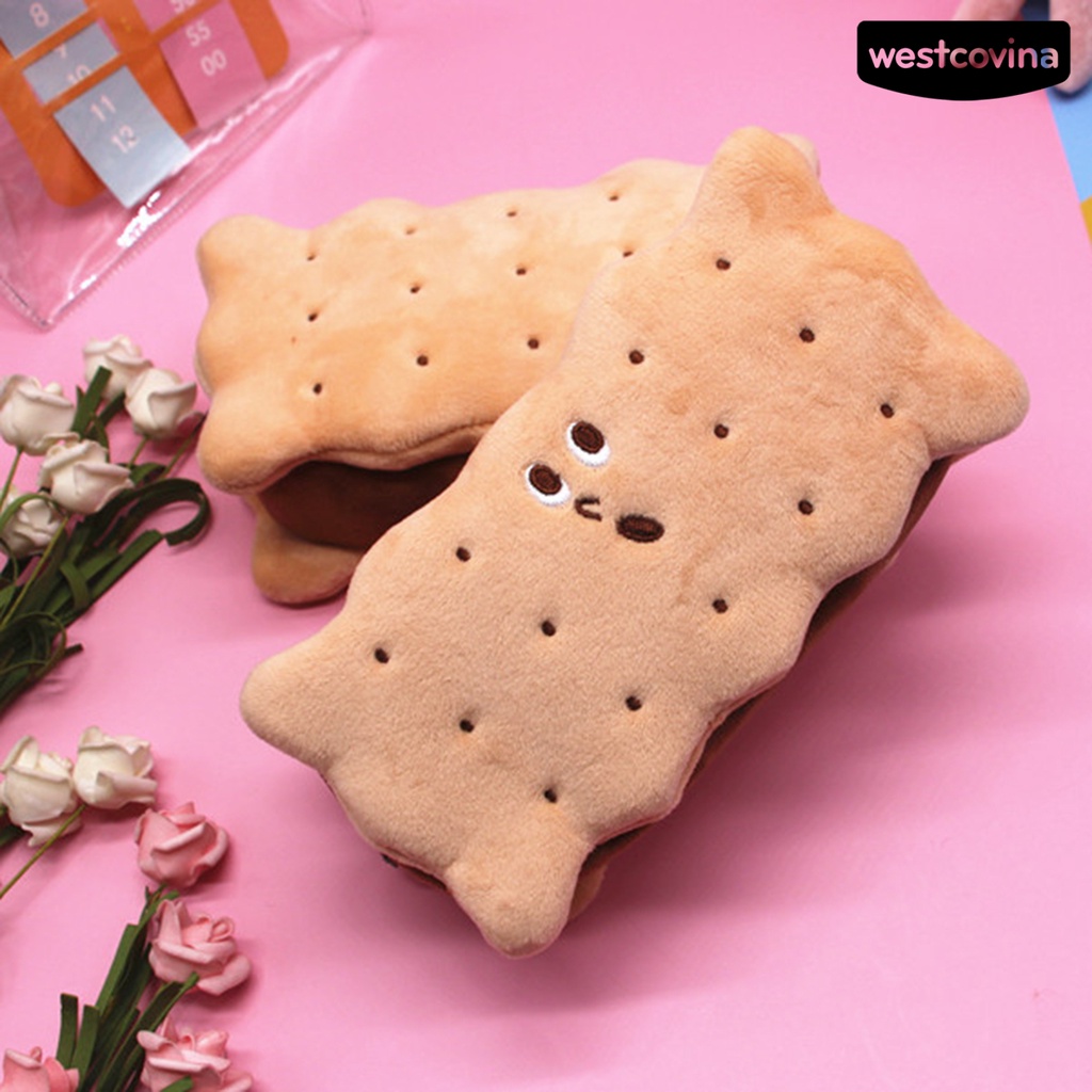 [COD]♪Túi Đựng Bút Hình Bánh Sandwich Bằng Nhung Có Khóa Kéo Siêu Mạnh