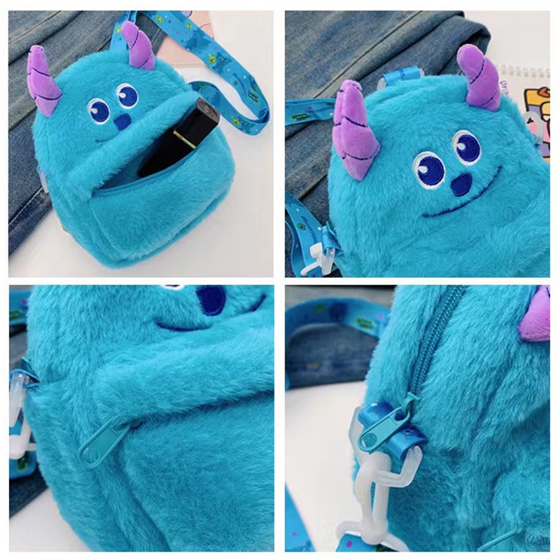 Túi Đeo Chéo Mini Cute Hình Gấu Dâu Tây Phủ Lông Dễ Thương Chống Thất Lạc