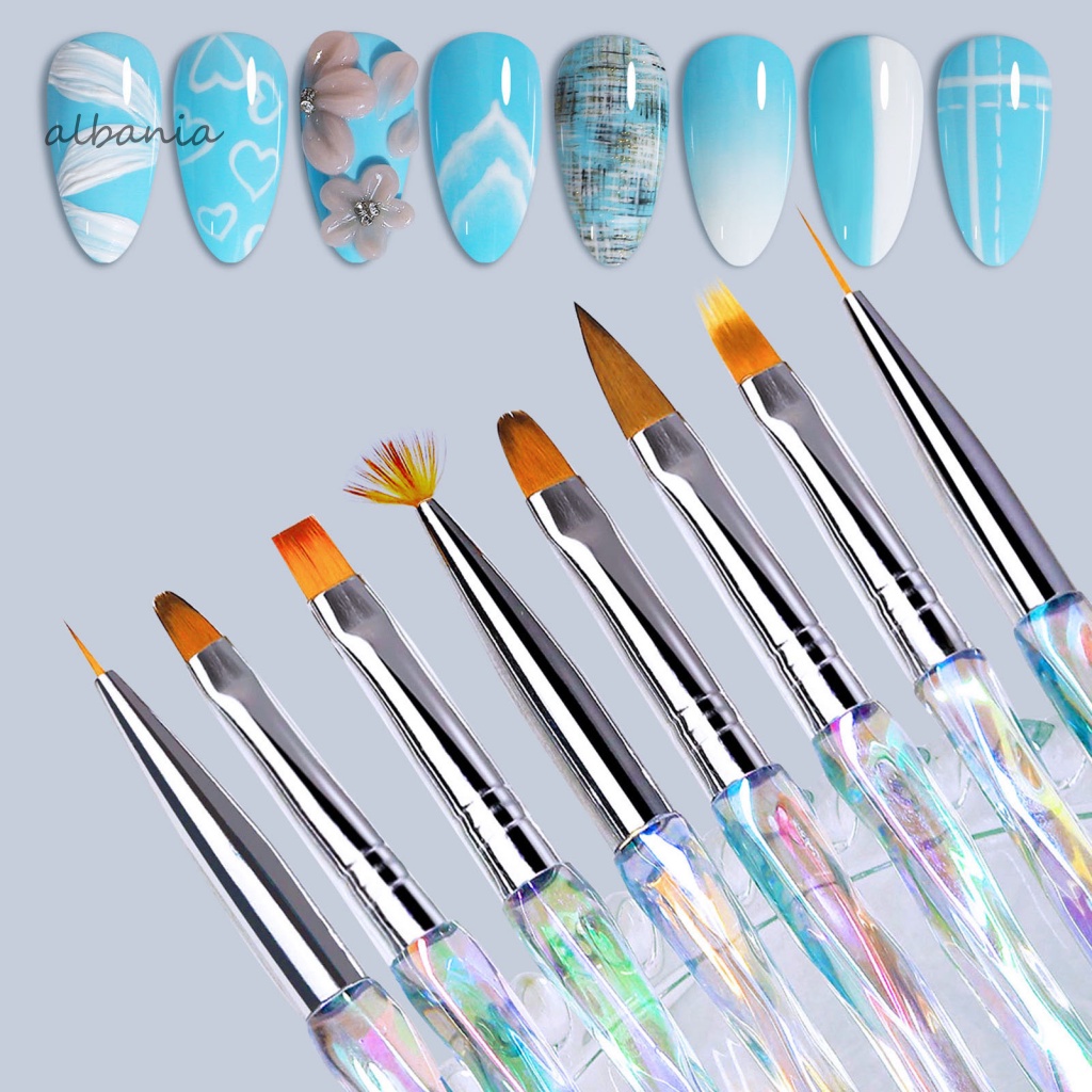Set 8 Cọ Vẽ Móng Tay Chuyên Nghiệp Màu Sắc Tuyến Tính