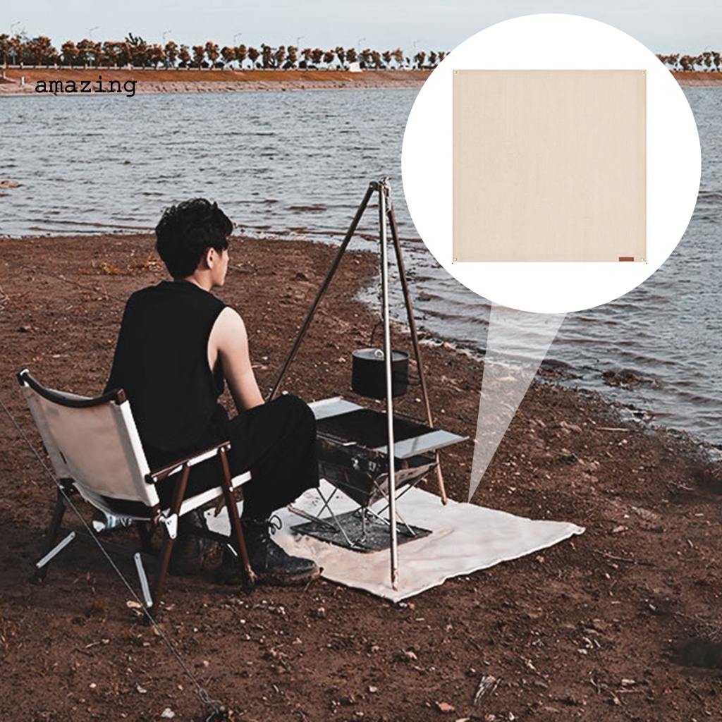 1 Set Thảm Sợi Thủy Tinh Chống Cháy Thiết Kế Mắt Đồng Dành Cho Cắm Trại