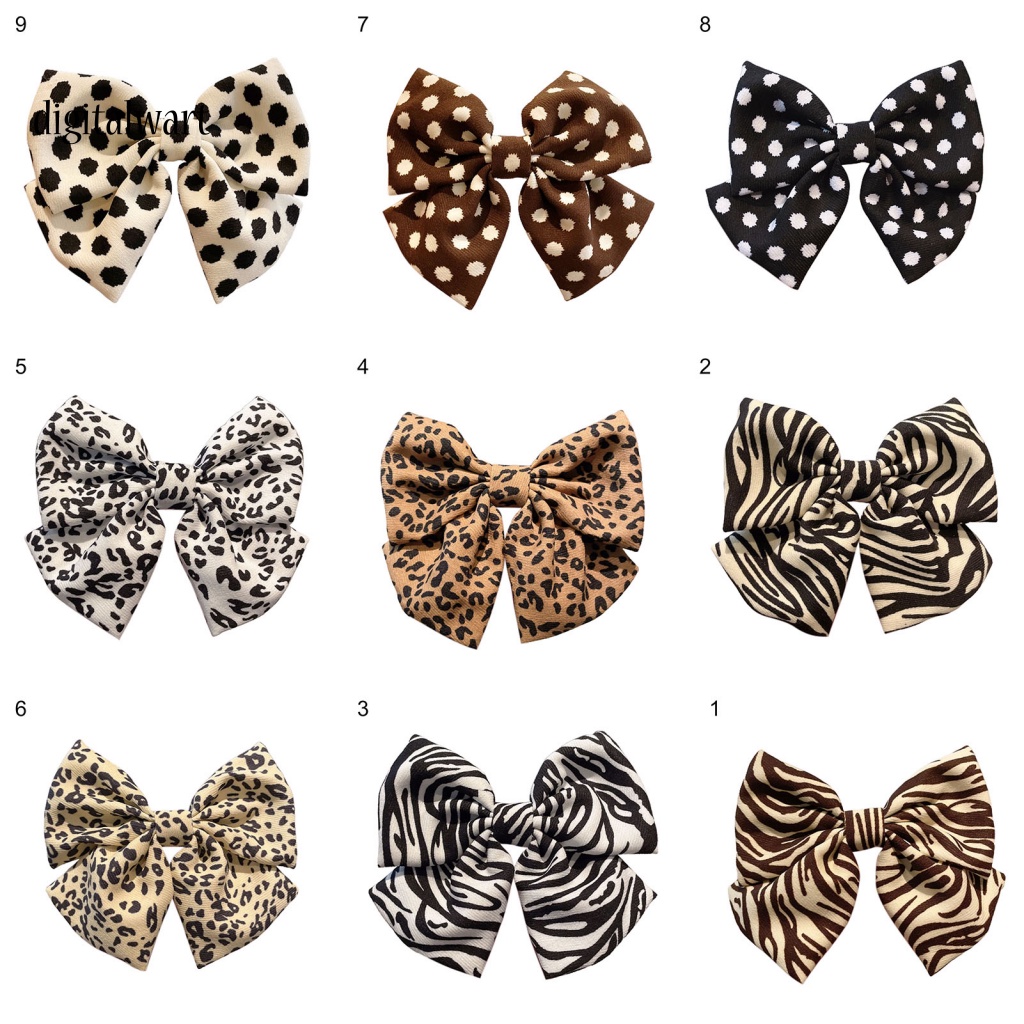 Kỹ Thuật Số| Kẹp Tóc Nơ Họa Tiết Da Báo Tinh Tế Dễ Sử Dụng Cho Bạn Gái