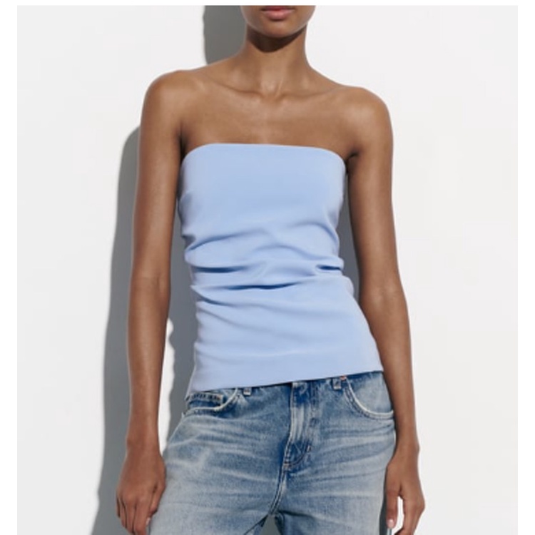 Áo Kiểu Zara Trễ Vai Dáng Suông Xếp Ly Thời Trang Mùa Hè 23 Cho Nữ3067089