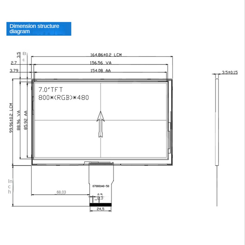 1 Màn Hình TFT LCD 7 Inch 50 Pins HD 800X480 Thay Thế Cho Xe Hơi