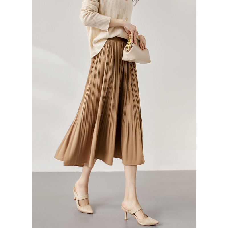 Chân Váy Chữ A Xếp Ly Lưng Cao Co Giãn Bốn Màu Tùy Chọn Thời Trang Mùa Xuân Cho Nữ