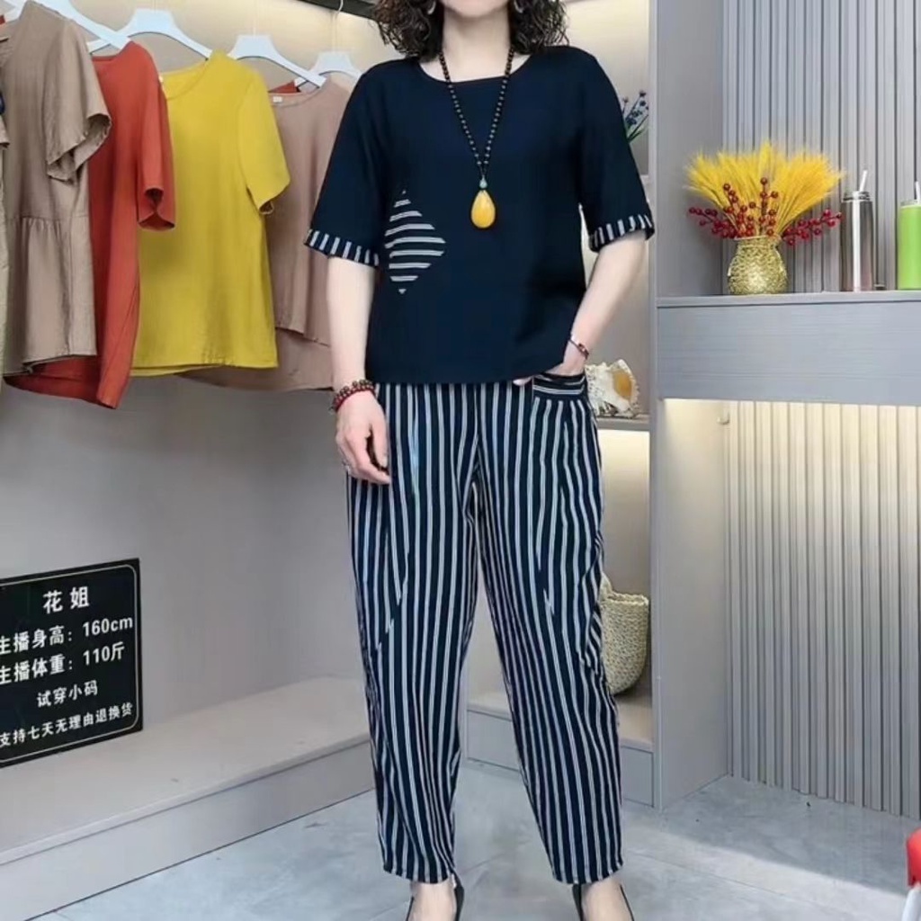 Bộ Trang Phục Mùa Hè Che Bụng Thời Trang Cho Phụ Nữ Trung Niên