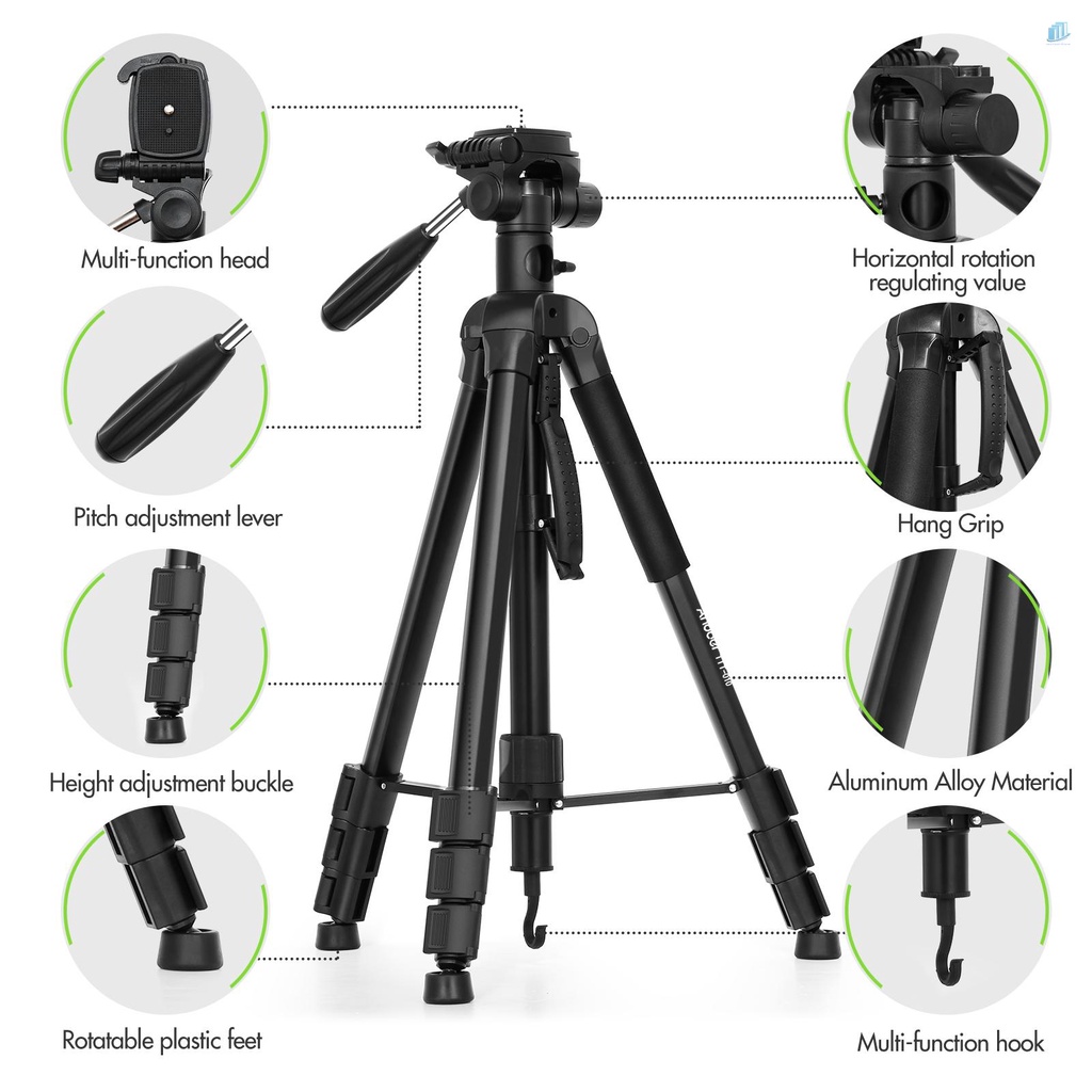 Gậy Ba Chân Di Động Bằng Hợp Kim Nhôm Xoay 360 Độ Cho Máy Ảnh Andoer TTT-010 180CM / 70.87Inch° Ốp Điện Thoại Có Thể Xoay Vòng 5kg / 11lbs Tải Trọng 5kg / 11lbs