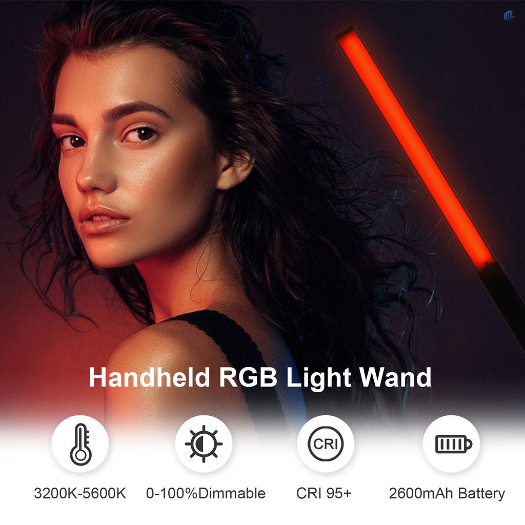 ANDOER Đèn LED Video Cầm Tay 10W 9 Màu CRI95 + 3200K-5600K 0-100% 7 Hiệu Ứng Ánh Sáng 1 / 4-inch Kèm Điều Khiển Từ Xa