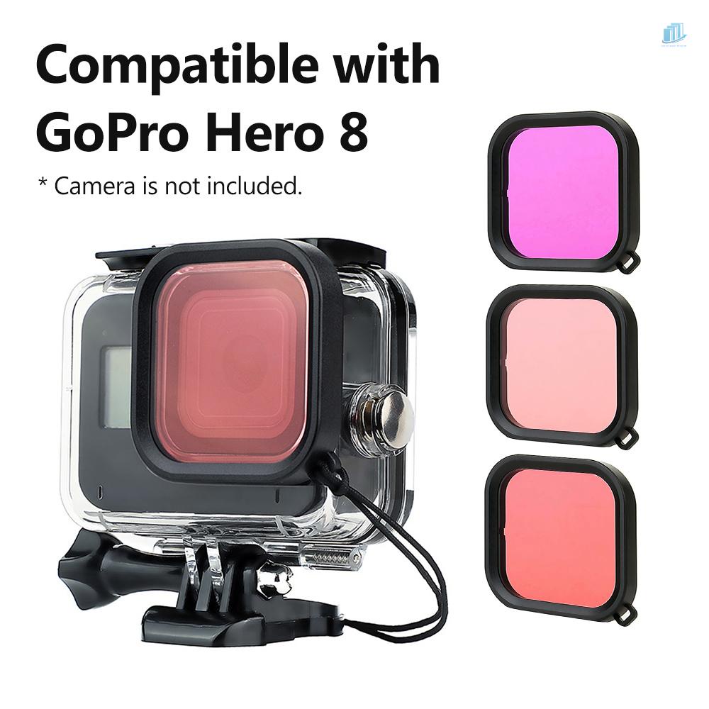 Bộ Vỏ Bảo Vệ Camera Thể Thao smartwatchinone Action Chống Thấm Nước + 3 Bộ Lọc (Đỏ / Tím / Hồng) 45M Tương Thích Với 8 Phụ Kiện Máy Ảnh Thể Thao