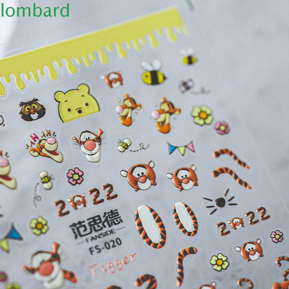 Nhãn Dán Móng Tay Tự Dính Họa Tiết Hoạt Hình Gấu Pooh Dễ Thương