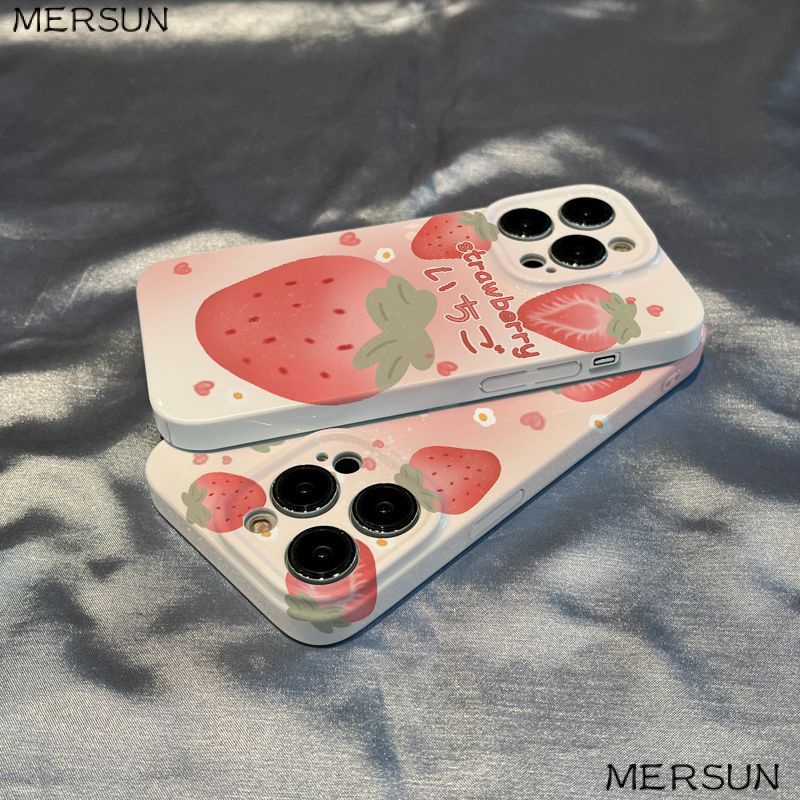 Ốp Điện Thoại Cứng Họa Tiết Dâu Tây Phong Cách Nhật Bản Cho Iphone12 / 1411 / 8 / xr Apple / 13plus7 xs KDIM