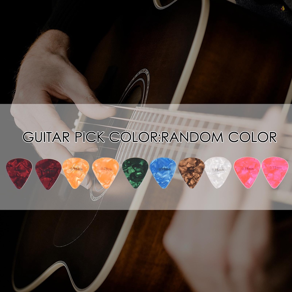 Bộ 60 Miếng Gảy Đàn Guitar Celluloid Có Hộp Đựng Bằng Kim Loại Dành Cho Đàn Guitar Bass / Điện / Guitar Cổ Điển 0.