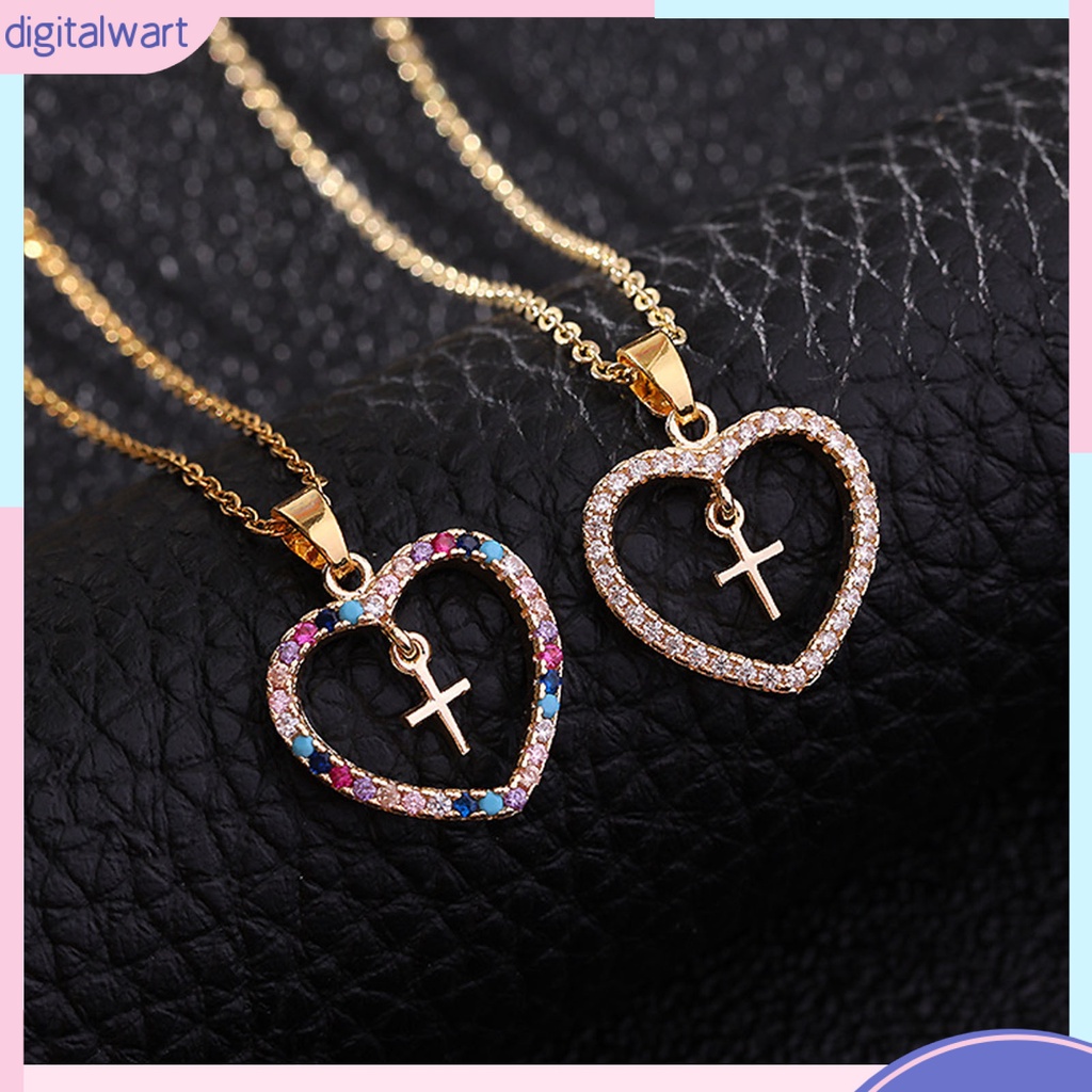 Vòng cổ Mặt Hình Trái Tim / Thánh Giá Đính Đá Nhiều Màu Sắc Thời Trang Cho Nữ
