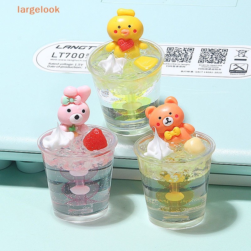 Móc Khóa Hình Ly Nước Dạ Quang Bằng Nhựa Resin Họa Tiết Hoạt Hình Dễ Thương DIY