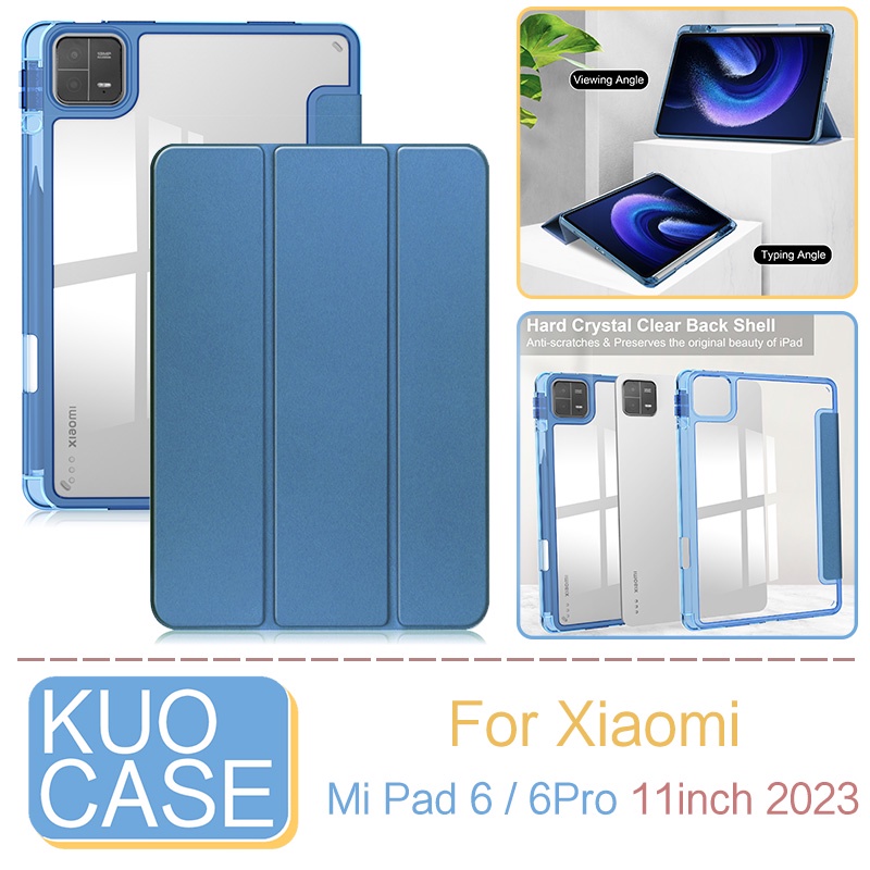 Ốp Máy Tính Bảng Ba Khúc Bằng Acrylic + TPU Mềm Gắn Giá Đỡ Thông Minh Cho Xiaomi Pad 6 Xiaomi Mi Pad 6Pro 11inch 2023