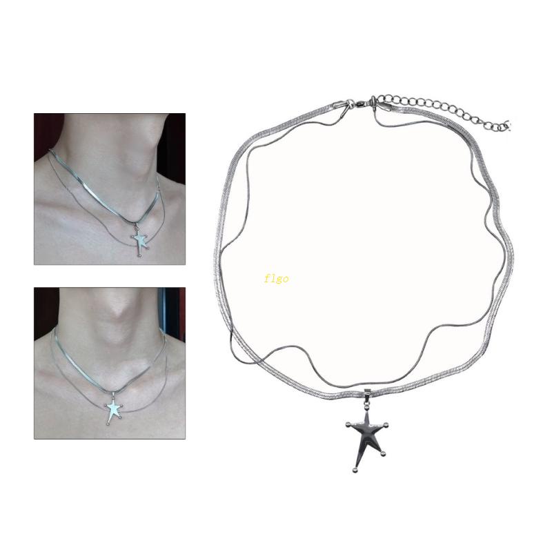Vòng Cổ Choker Bằng Thép Titanium Hình Ngôi Sao Cho Nữ