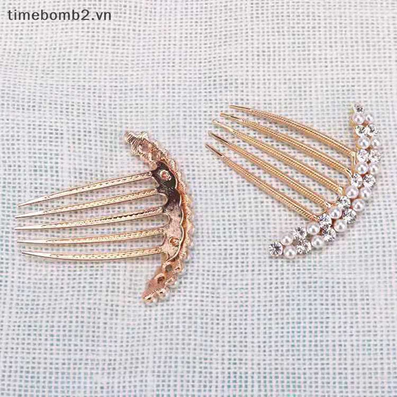 Lược Cài Tóc 5 Răng Đính Ngọc Trai Sang Trọng Cho Cô Dâu