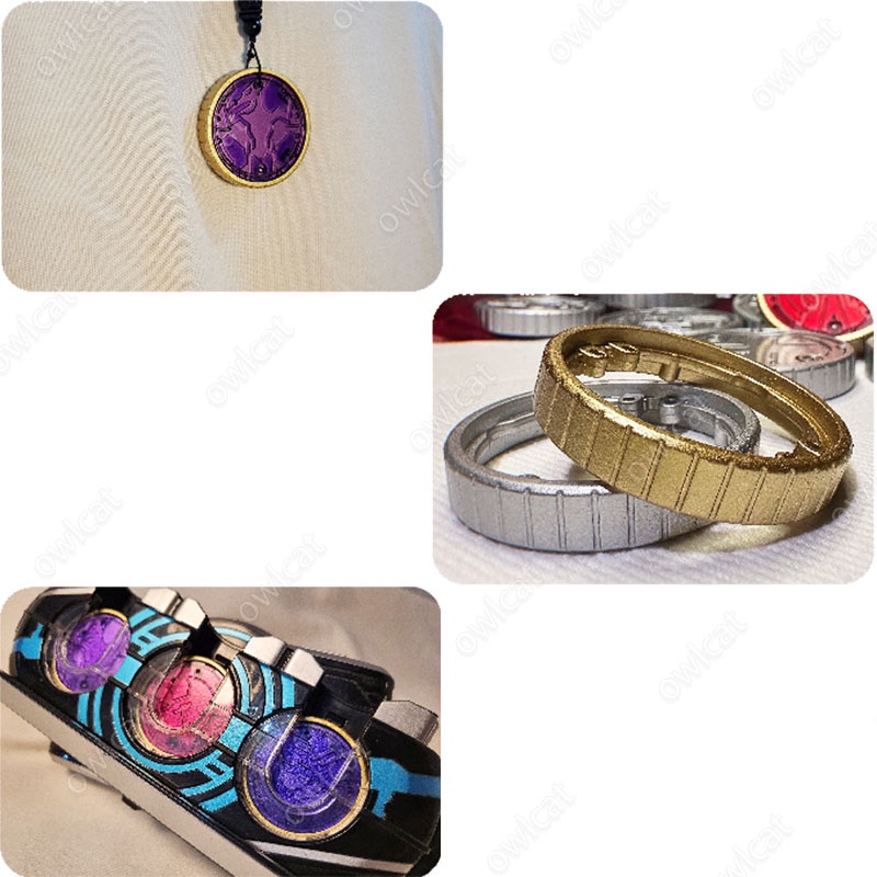 Tiền xu Set Ptera Tricera Tyranno Coins Core Medal  Ankh Kamen Rider OOO PuToTyra Combo Form Masked Rider OOO Fire Greeed-Dinosaur System Coin Packed in Box Model Kyouryu