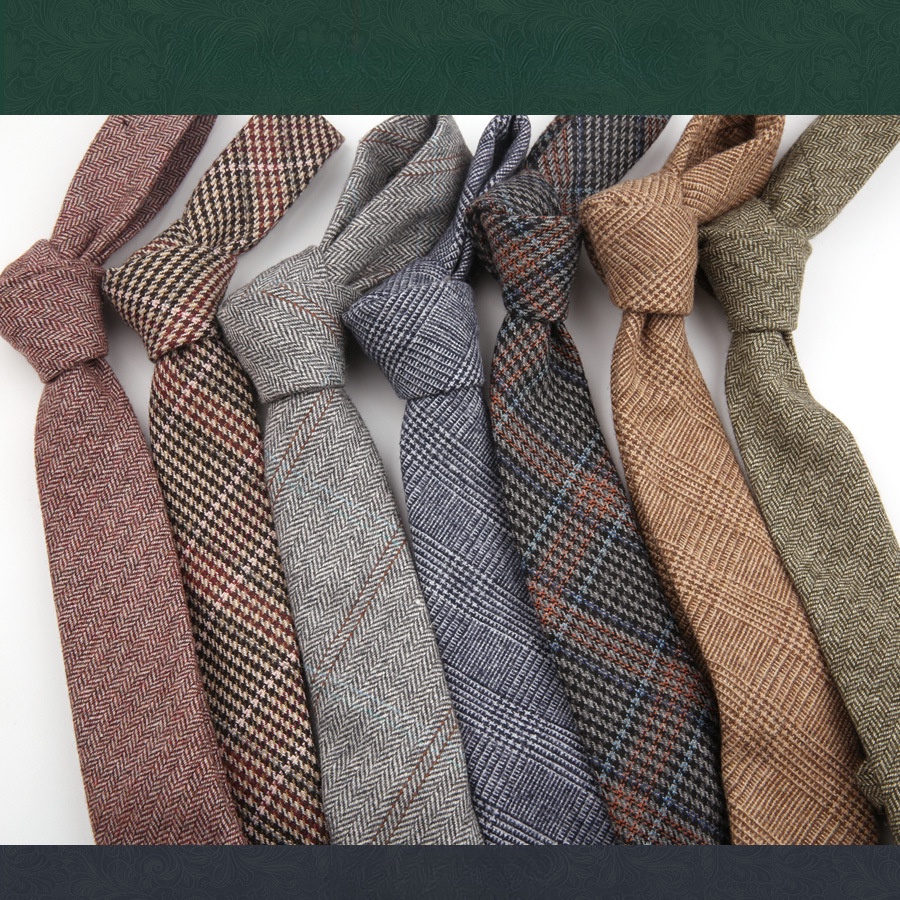 Cà vạt len EFAN màu xám 6cm thời trang công sở cao cấp cho nam