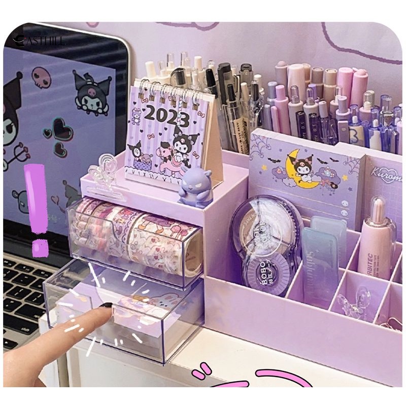 SANRIO Hộp Đựng Bút Để Bàn Họa Tiết Kuromi My Melody Cinnamoroll Dễ Thương Đa Năng Tiện Dụng Cho Học Sinh