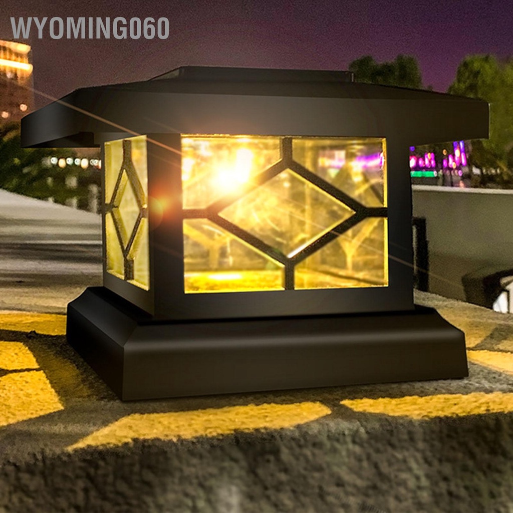 Wyoming060 Ngoài Trời Năng Lượng Mặt Cột Đèn Bài Nắp Sân Vườn Cổ Điển Ánh Sáng Ấm Áp Chống Nước Cho Biệt Thự Cổng