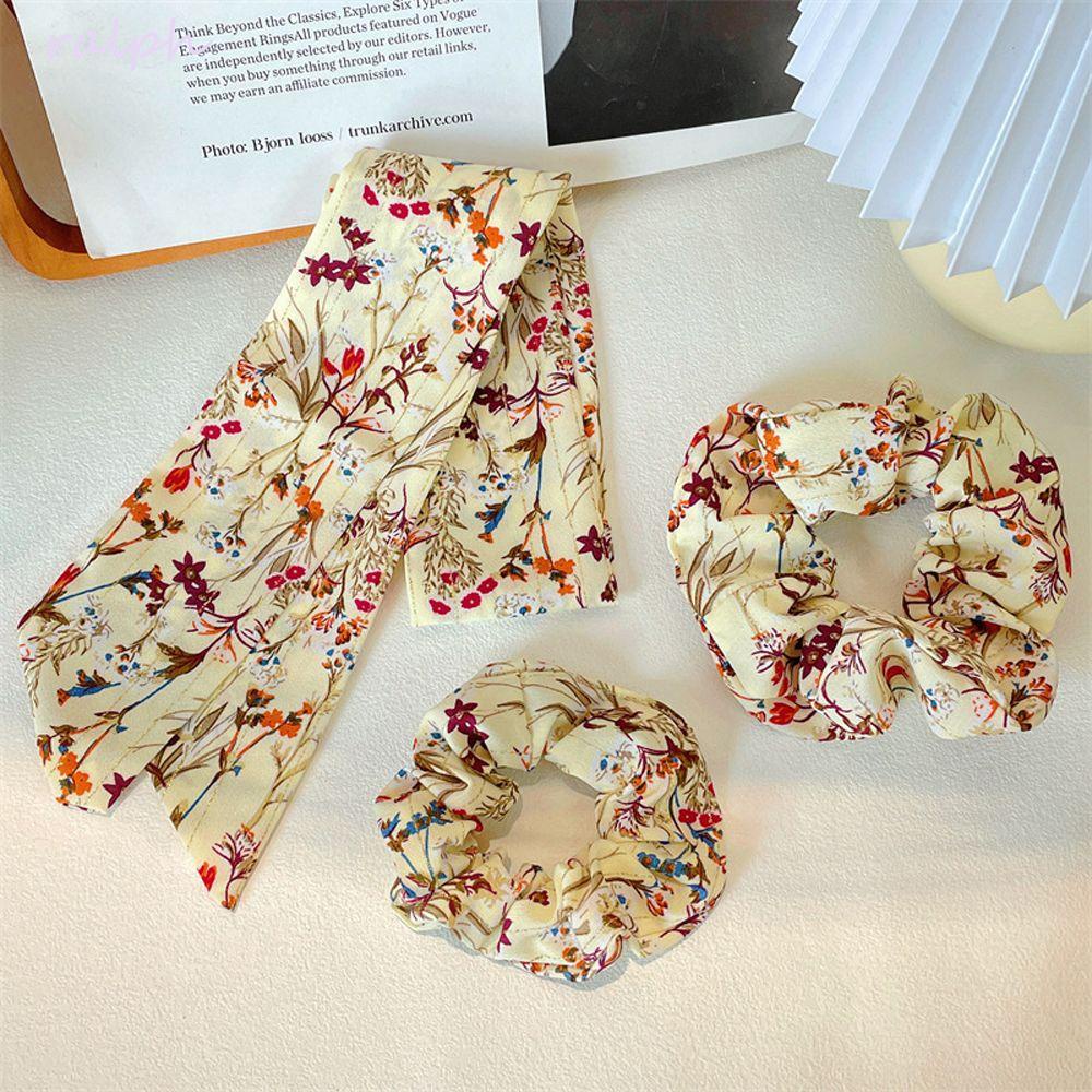 Dây Cột Tóc Cao Su Bọc Vải Chiffon Họa Tiết Hoa Phong Cách Vintage Thời Trang Mùa Hè Cho Nữ