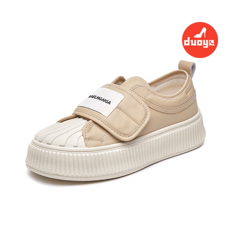 Duoya Giày Thể Thao Bánh Mì Bằng Da Mềm Quai Dán Dày Dặn Dễ Phối Đồ Cho Nữ