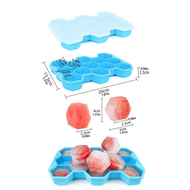 Khay Silicone Làm Đá 13 Ngăn Hình Tổ Ong