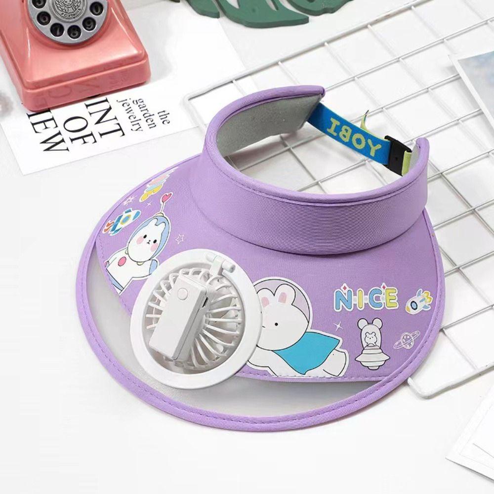 ANEMONE Mũ Chống Nắng Kèm Quạt Có Thể Điều Chỉnh Họa Tiết Hoạt Hình Dễ Thương