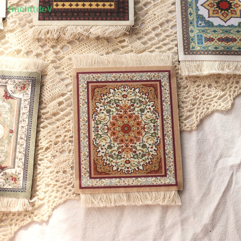 1 Miếng Lót Tách Trà Bằng Thiếc Cách Nhiệt Họa Tiết Thổ Cẩm Vintage Phối Tua Rua