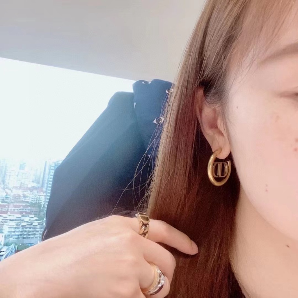 Dior_Khuyên Tai Tròn Bằng Đồng Cao Cấp Phong Cách Vintage Sang Trọng