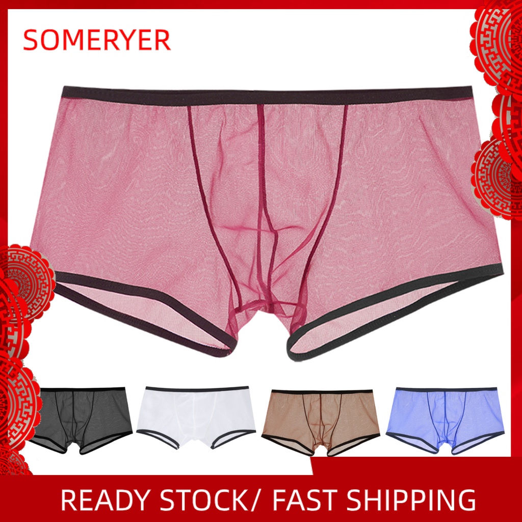 (someryer) Quần Lót Lưới Lưng Thấp Co Giãn Xuyên Thấu Phối Màu Sắc Phù Hợp Đi Ngủ Cho Nam