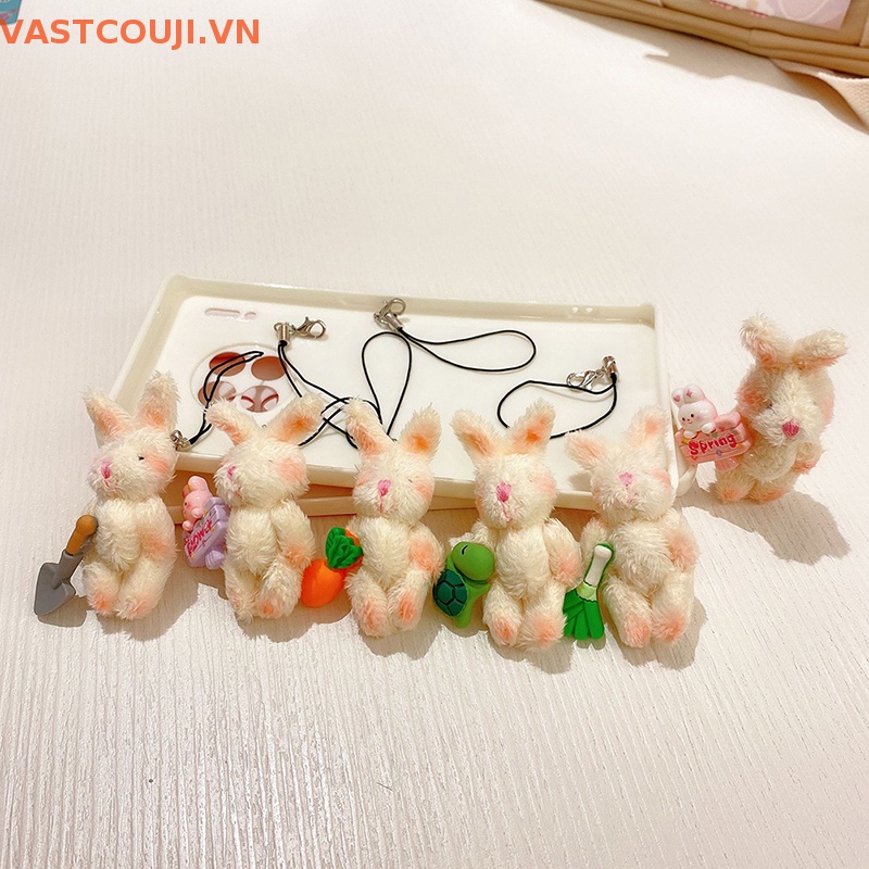 Móc Khóa Hình Thỏ Bông Gắn Điện Thoại Di Động DIY Sáng Tạo