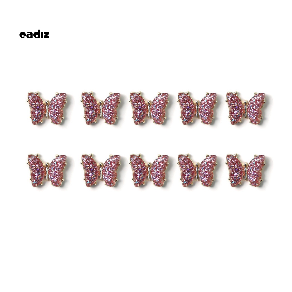 Set 10 Phụ Kiện Trang Trí Móng Nghệ Thuật Hình Bướm 3D Bằng Kim Loại Dễ Sử Dụng