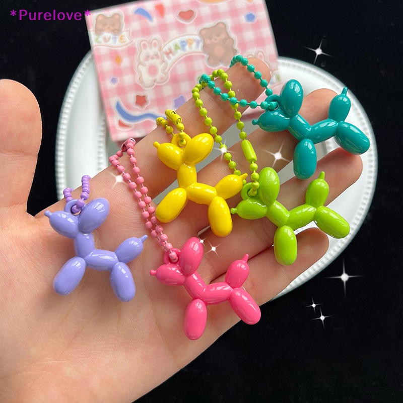 Móc Khóa Hình Chú Chó Và Bong Bóng Mini Màu Kẹo Dễ Thương Mới