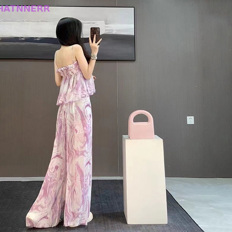 Set Áo Hai Dây + Quần Dài Ống Rộng Xếp Ly Thời Trang Cho Nữ FHS
