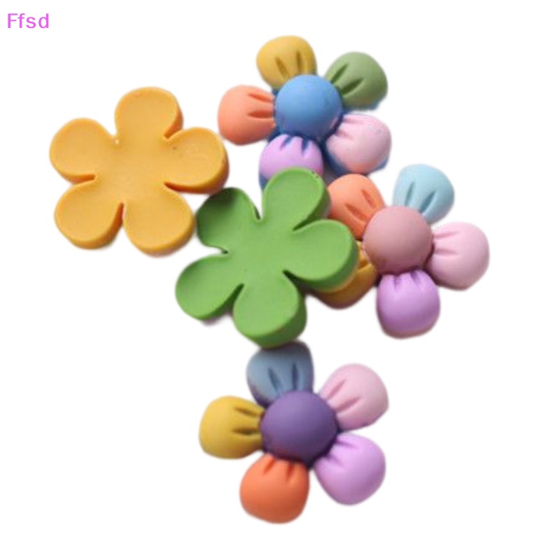 {Ffsd} Set 10 Kẹp Tóc Hình Hoa Năm Cánh Bằng Nhựa Resin Màu Đục Thủ Công DIY Bán Chạy *