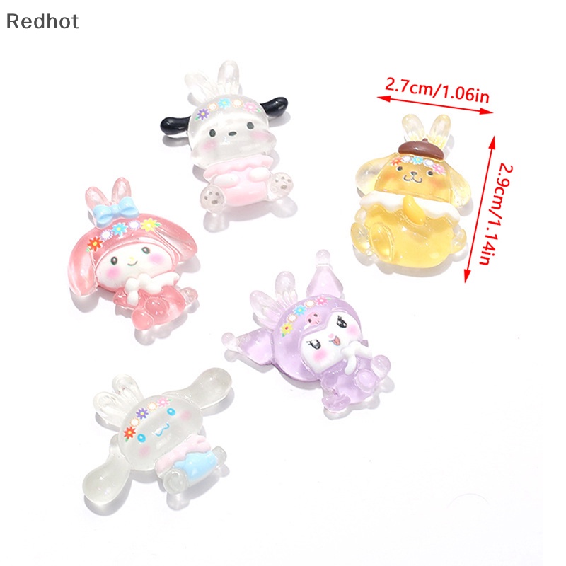 &lt; Redhot &gt; Bộ 5 Miếng Dán Trang Trí Điện Thoại / Cốc Kem Mini Bằng Nhựa Resin Phát Quang DIY