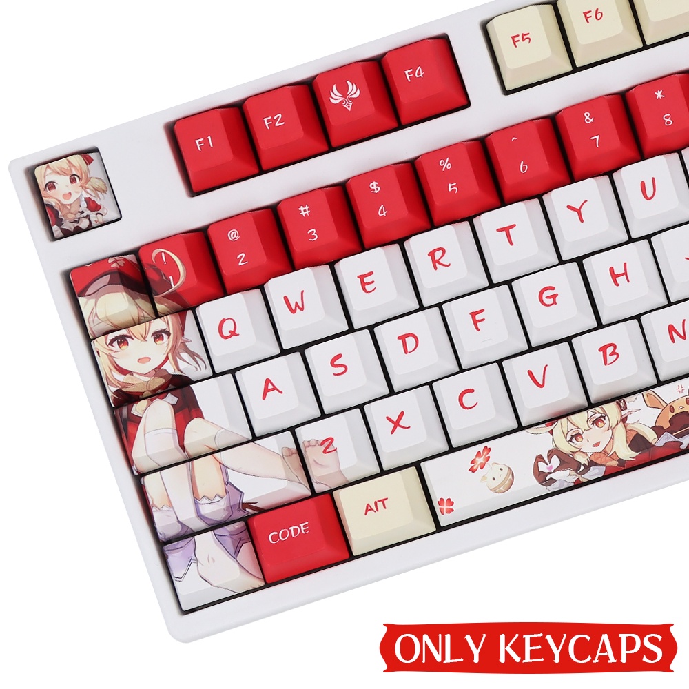Genshin Impact Klee Pbt Cherry Profile Material Keycaps Bàn Phím Cơ 138 Phím 61 87 104 108 Chất Lượng Cao