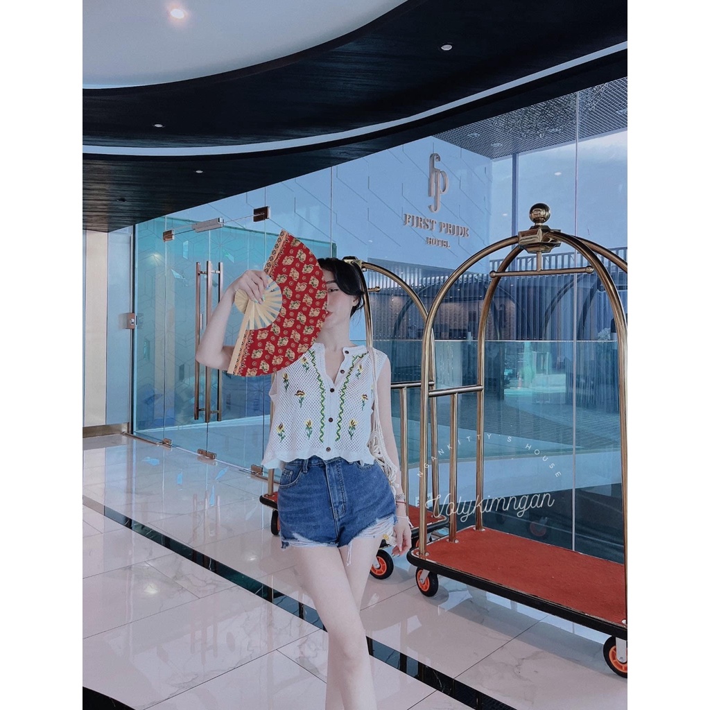 Áo cr.op ca.di.gan hoa