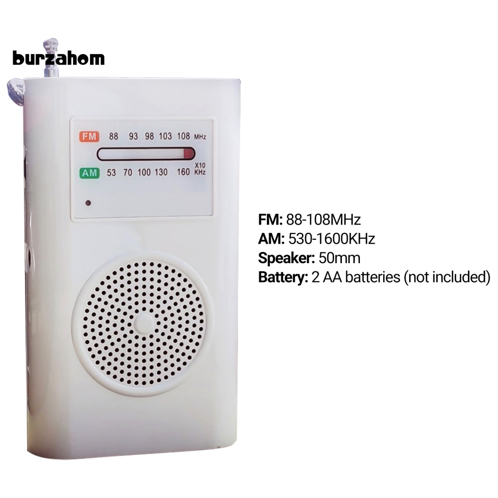 Radio AM FM Cầm Tay Sử Dụng Pin AA Màu Trắng