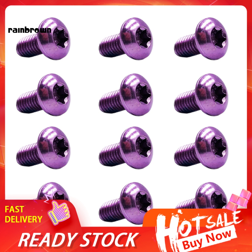 Bộ 12 Ốc Vít T25 M5x10mm Bằng Hợp Kim Thép Nhiều Màu Gắn Phanh Đĩa Xe Đạp Leo Núi