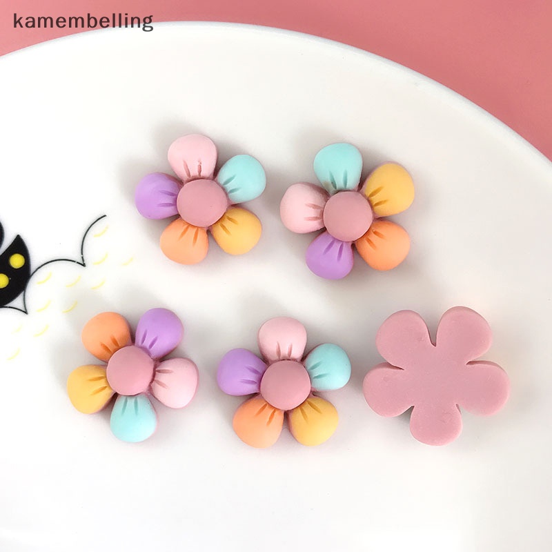 Set 10 Kẹp Tóc Hình Hoa Năm Cánh Nhiều Màu Sắc Bằng Nhựa Resin