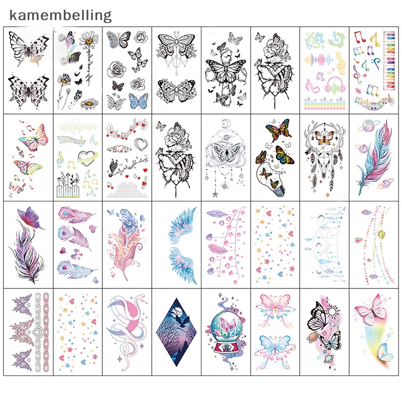 Kamembelling Hình Xăm Dán Tạm Thời Hình Bướm Phát Sáng Trong Đêm Cho Nữ