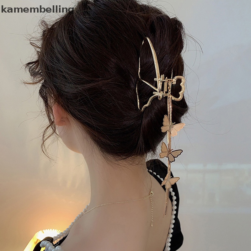 Kẹp Tóc Hình Bướm Lớn Đính Ngọc Trai Phong Cách Vintage Thanh Lịch