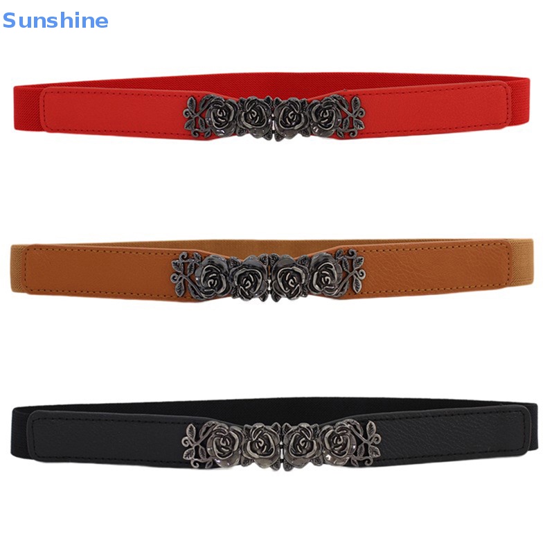 Thắt Lưng Bản Rộng Khóa Hoa Hồng Phong Cách Vintage Thời Trang Mùa Hè Cho Nữ