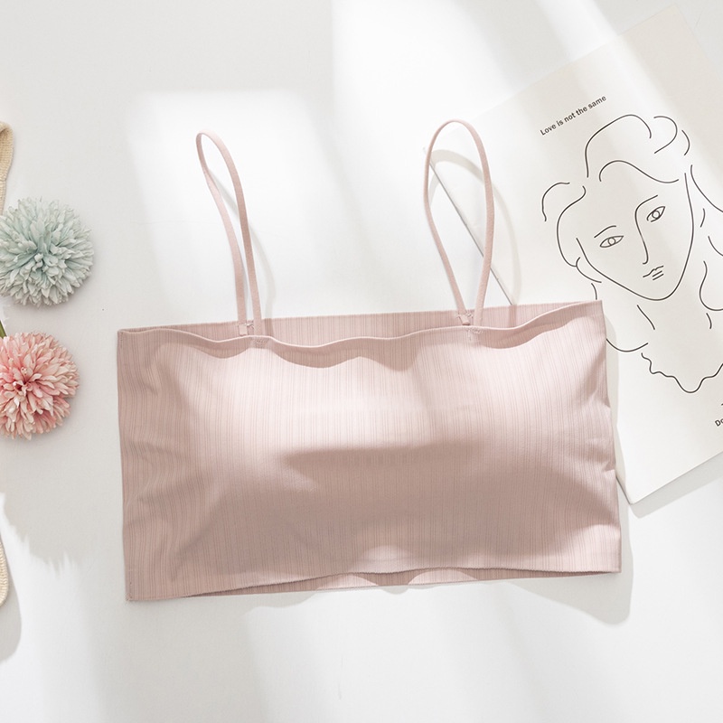 Áo Lụa Hai Dây Dáng Ngắn Mỏng Một Mảnh Không Đường May Trẻ Trung Cho Nữ Sinh